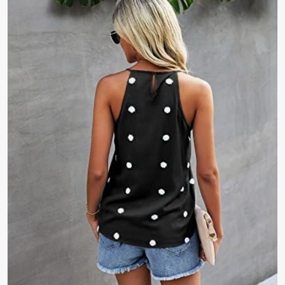 Womens Fashion Tank Tops Halter Neck Sleeveless Polka Dot Size M - Picture 2 of 10